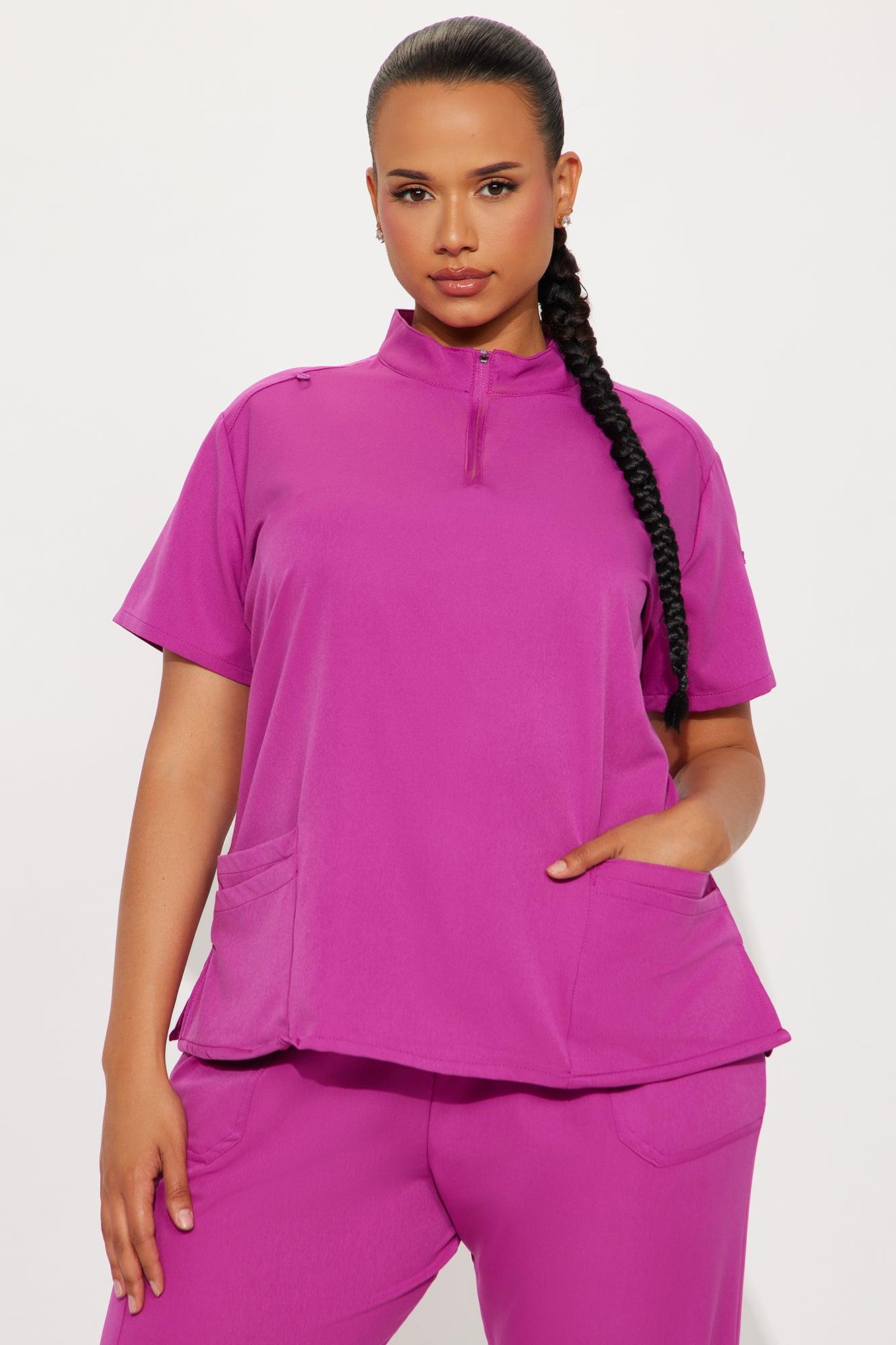 On The Go 4 Way Stretch Uniform Scrub Jogger Set - Magenta Product Image