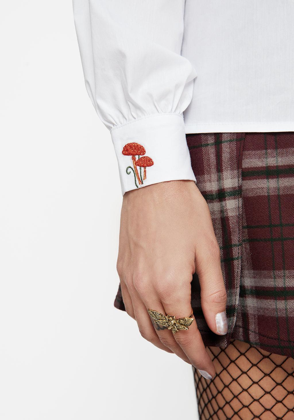 Dewdrop Cotton Embroidered Collar Shirt Product Image