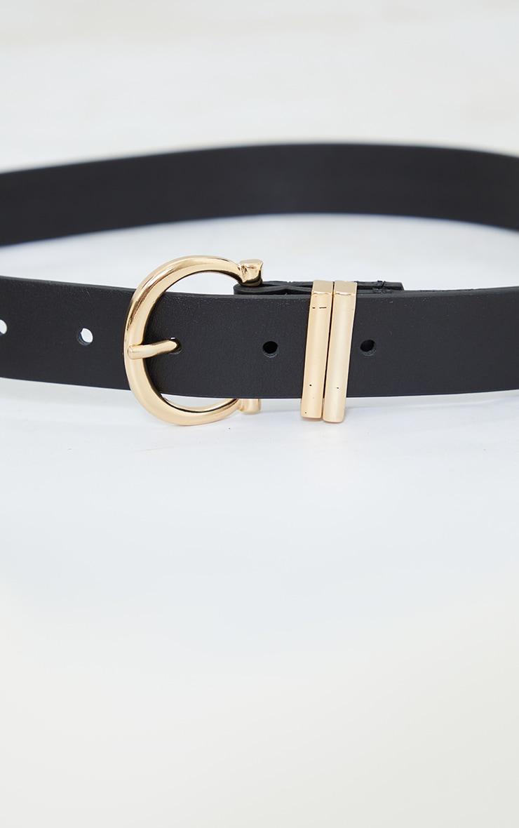 Black PU Gold Horseshoe Buckle Belt Product Image