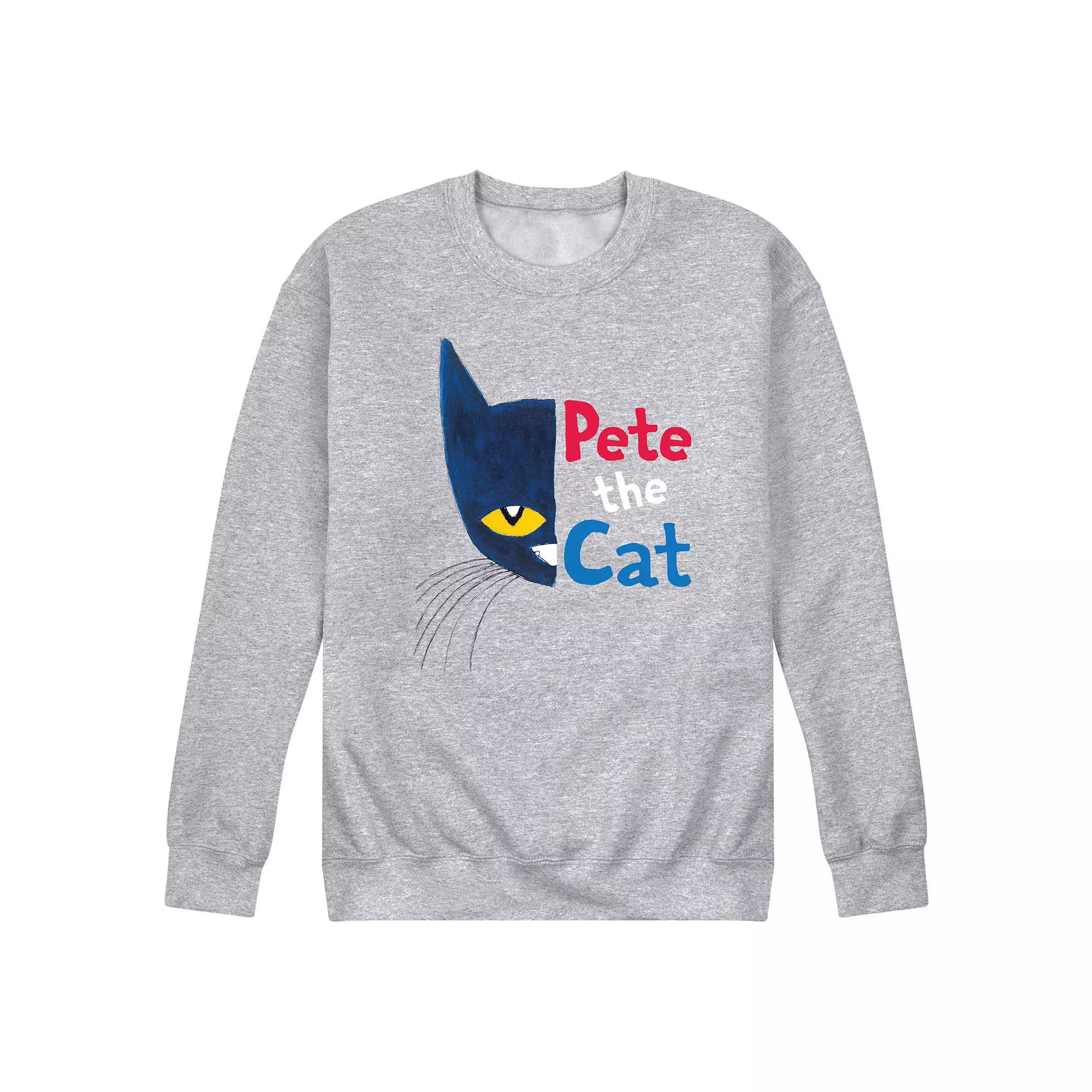 Men's Pete the Cat Half Face w Text Fleece Sweatshirt,  Product Image