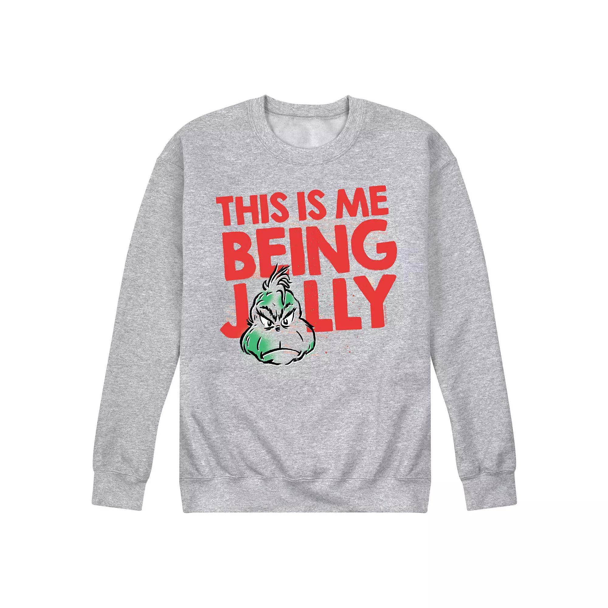 Men's Dr. Seuss The Grinch This Is Me Being Jolly Fleece Sweatshirt,  Product Image