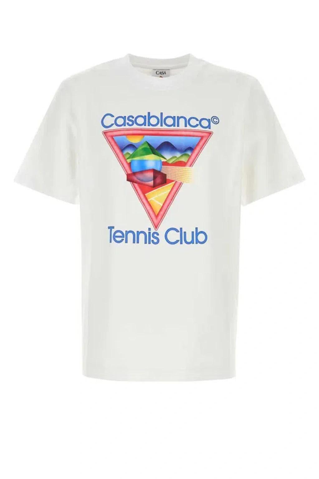 CASABLANCA Cotton Crew Neck T-shirt With Graphic Print In White Product Image