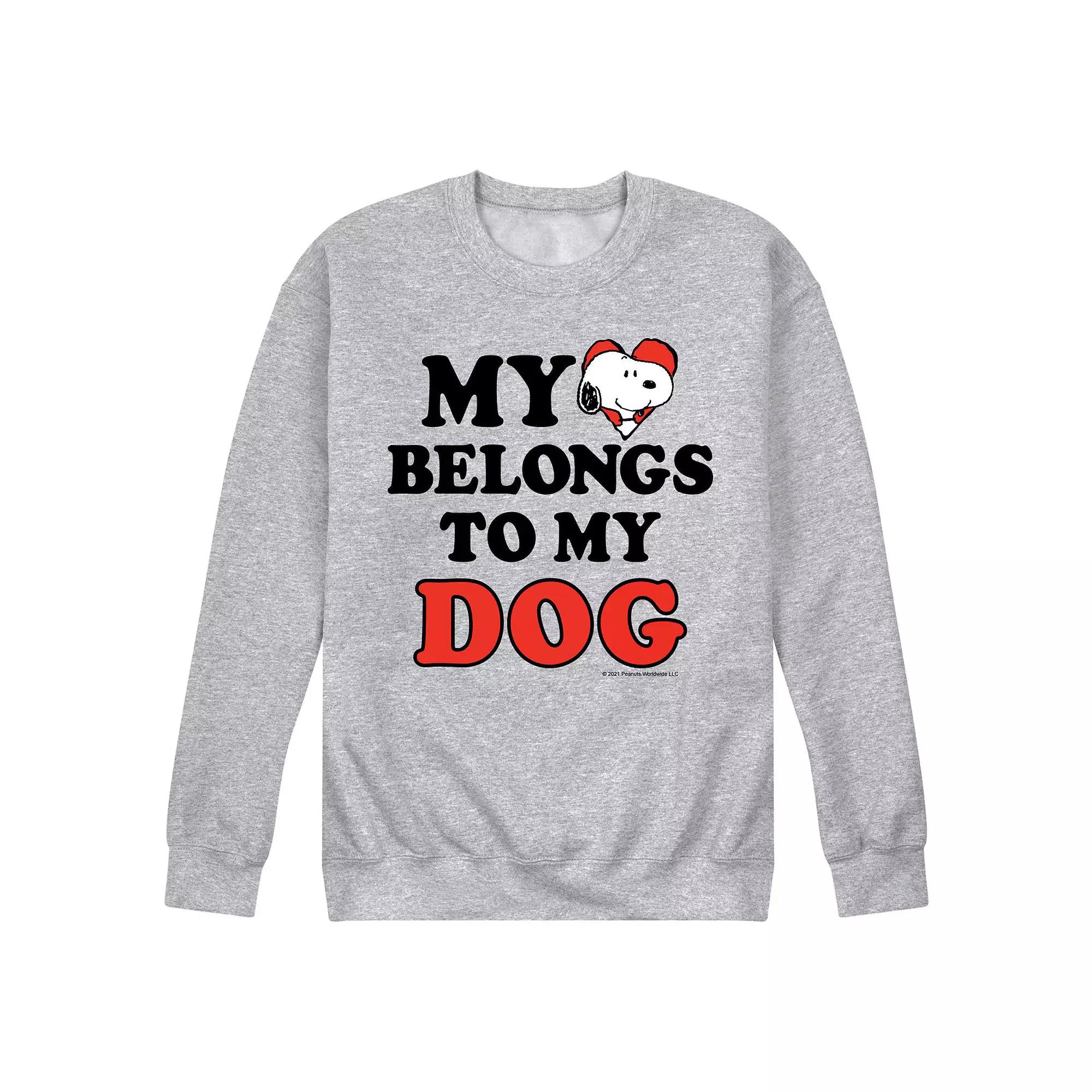 Men's Peanuts Heart Belongs Dog Fleece Sweatshirt,  Product Image