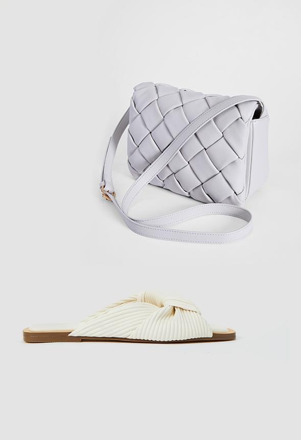 JustFab Margaux Platform Loafer Pump Womens Black/ White Size 8.5 Product Image