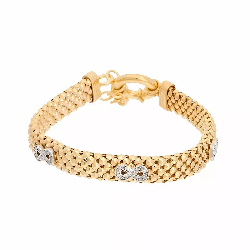 Meshmerise 1/8 Carat T.W. Diamond Infinity Charm Bracelet, Women's, Size: 7", Gold Tone Product Image