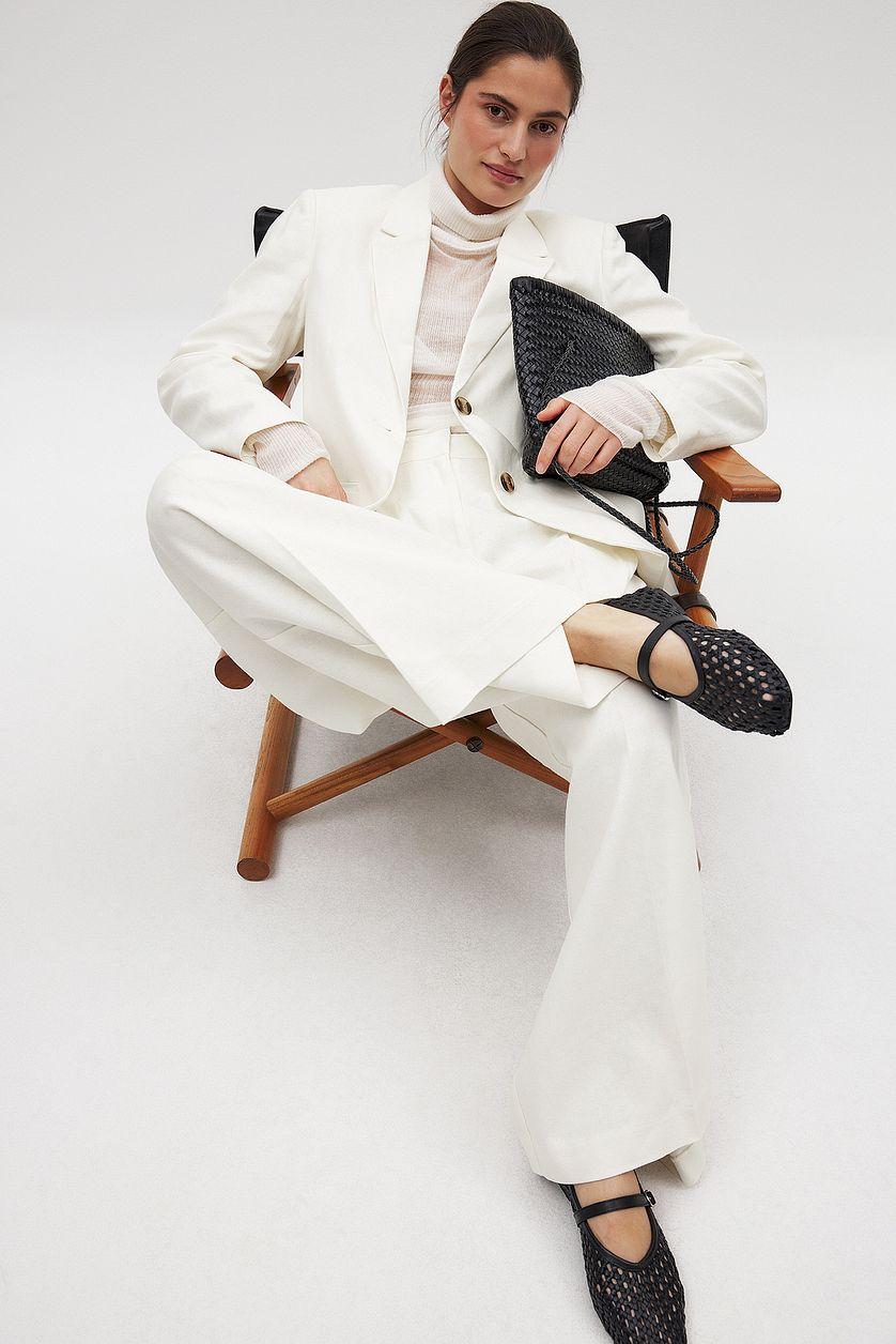 Woven Leather Ballerinas Product Image