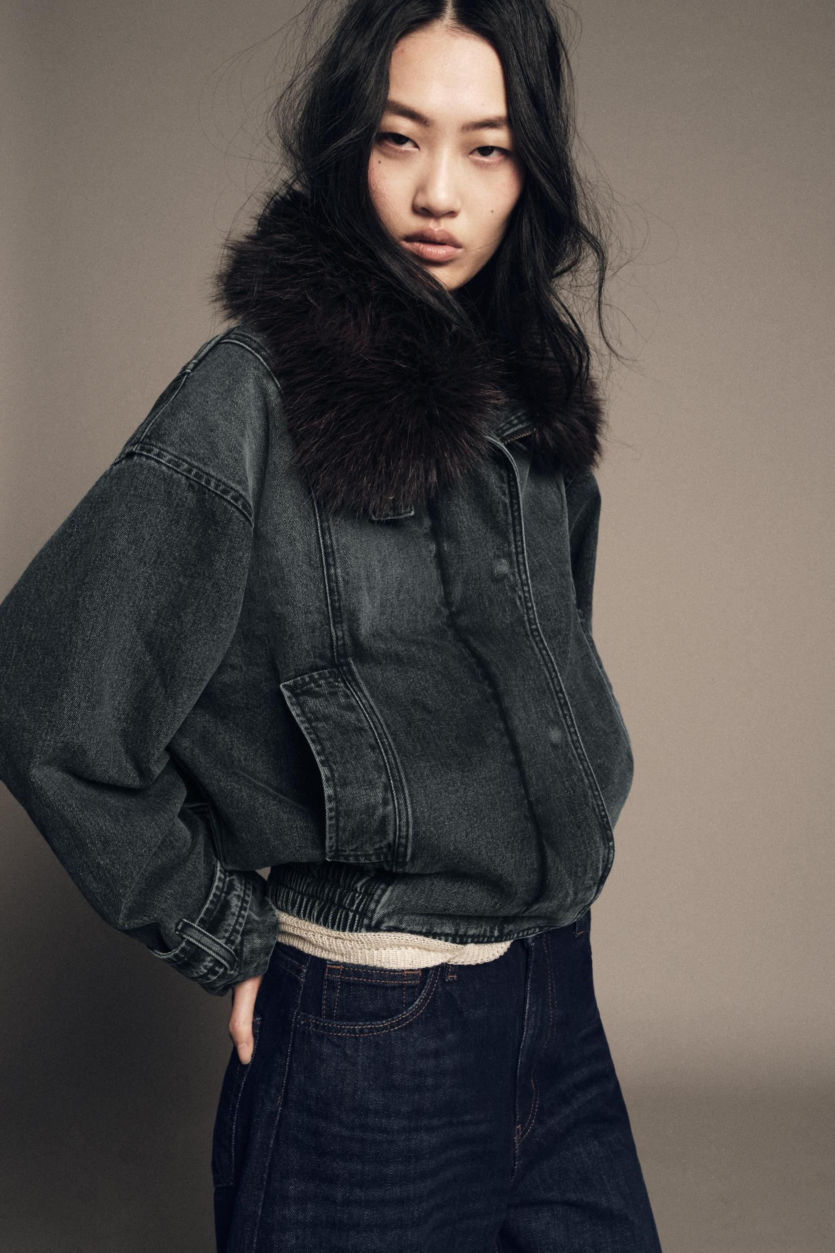 ZW COLLECTION DENIM BOMBER JACKET Product Image