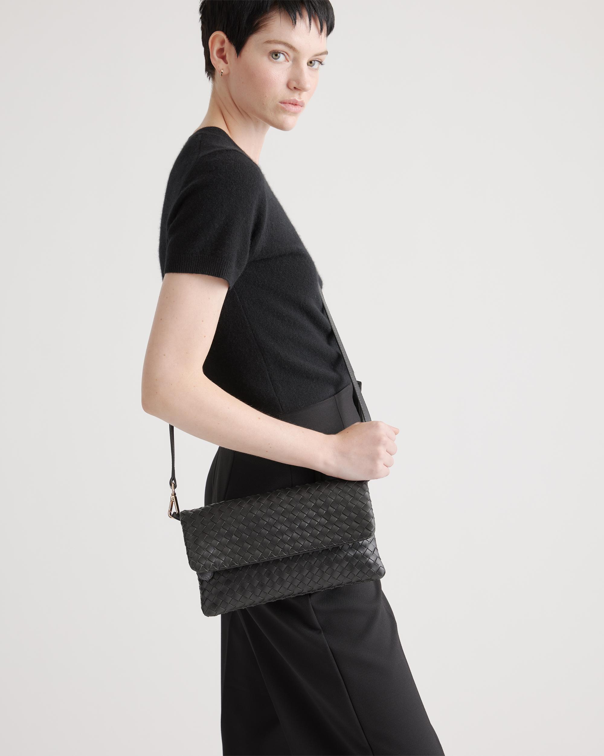 Quince | Women's Italian Leather Handwoven Convertible Clutch Product Image