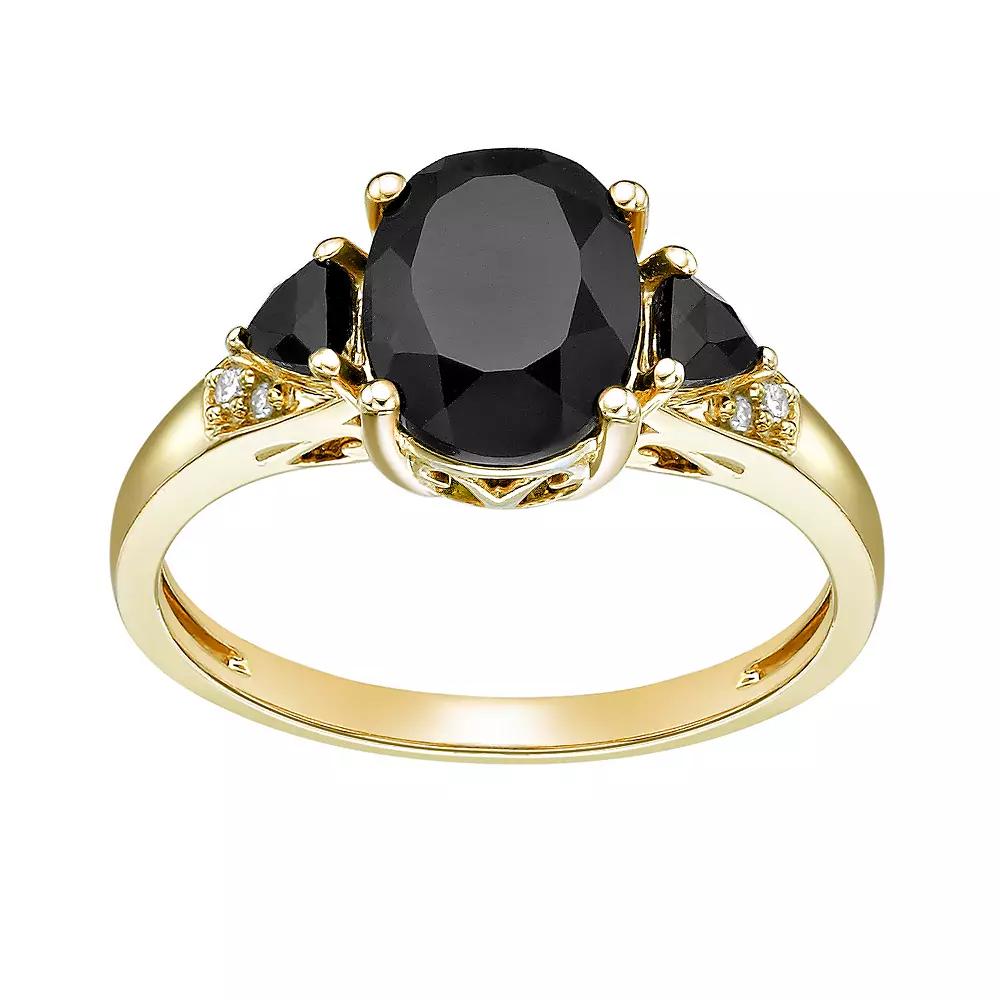Gemminded 10k Gold Onyx & Diamond Accent Oval Stone Ring, Women's, Size: 5 Product Image
