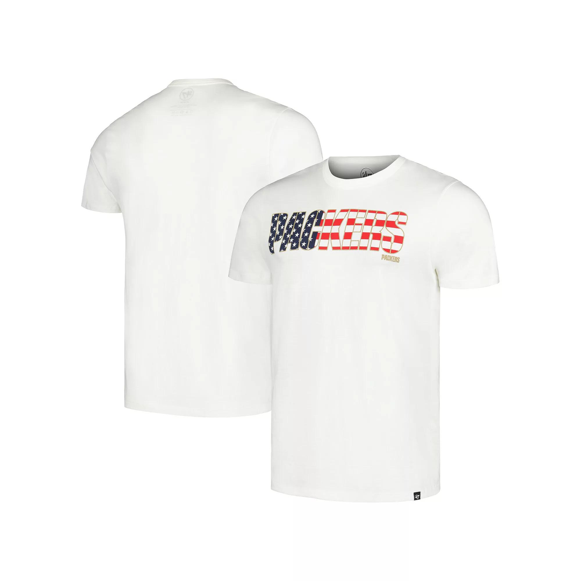 Men's '47 White Green Bay Packers Flag Script Franklin T-Shirt, Size: Large Product Image