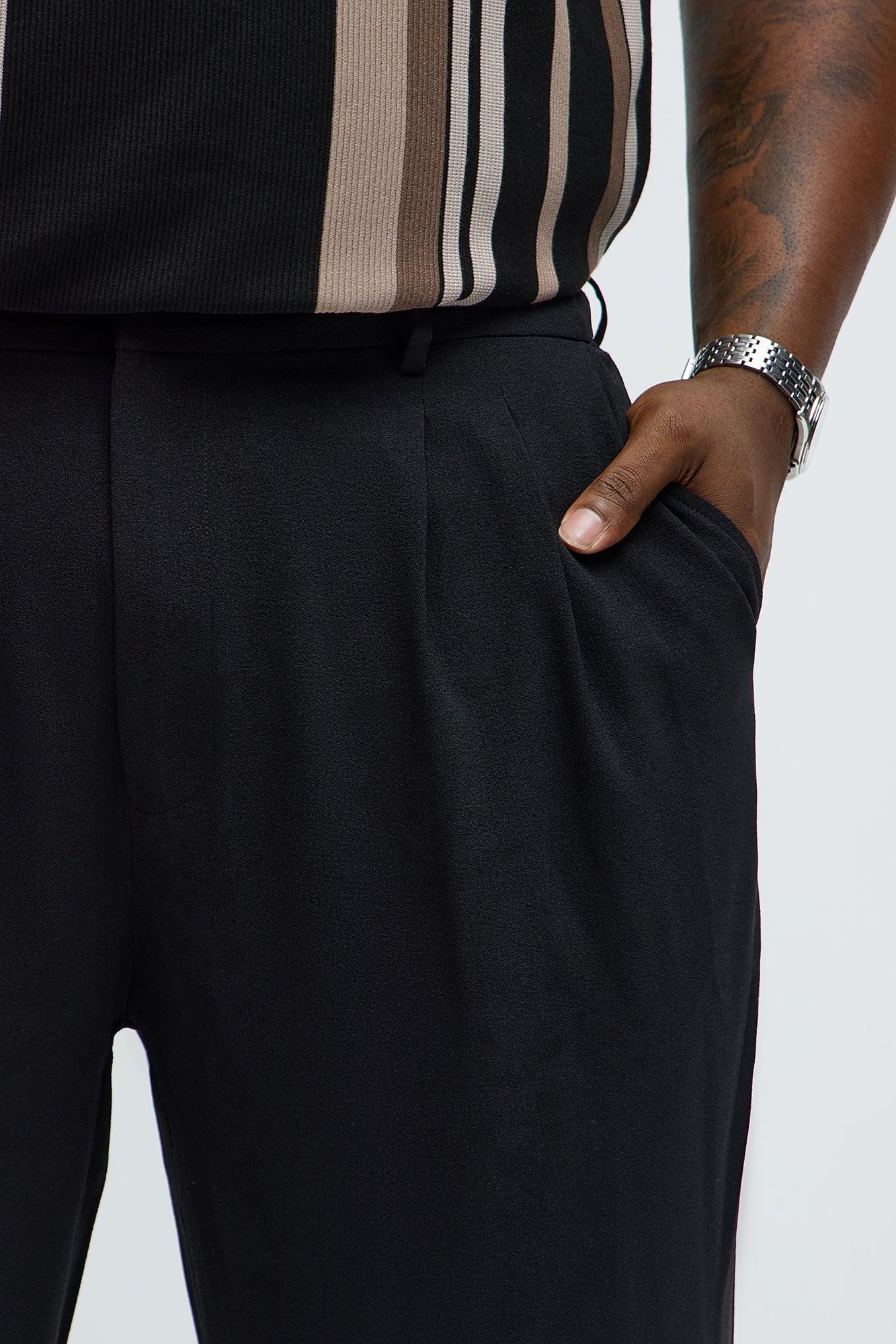 Golden Hour Straight Double Pleated Trouser - Black Male Product Image