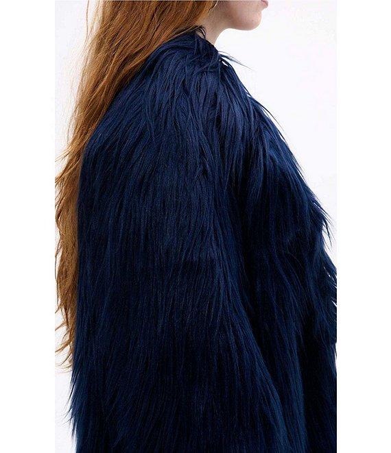 Azalea Wang Breckenridge Solid Faux Fur Notch Lapel Heavyweight Open Front Jacket Product Image