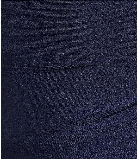 Honey and Rosie Straight Neck Criss Cross Back Asymmetrical Ruffled Midi Dress Product Image