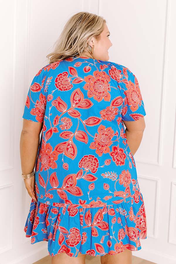 Serene Moment Floral Mini Dress in Ocean Blue Curves Product Image