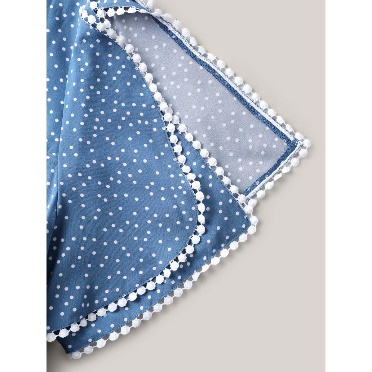 Plus Size Polka Dots Layer Sleeves Keyhole Maxi Dress Stone Women Square Neck Short sleeve Curvy BloomChic 14-16/1X Product Image