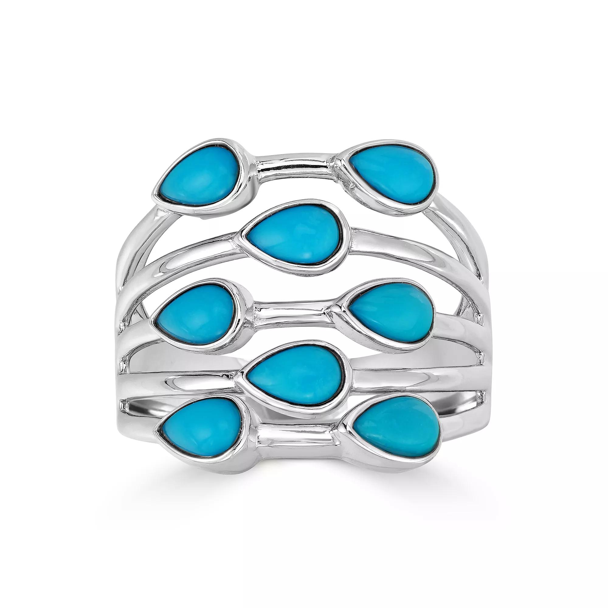 Gemistry Sterling Silver Genuine Turquoise Multi Row Ring, Women's,  Product Image