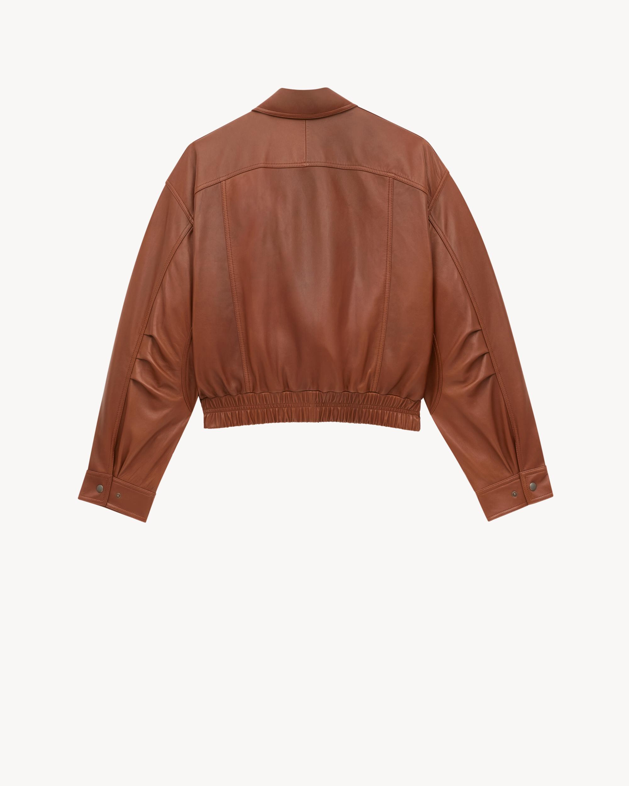 bomber jacket in shiny plunged lambskin Product Image