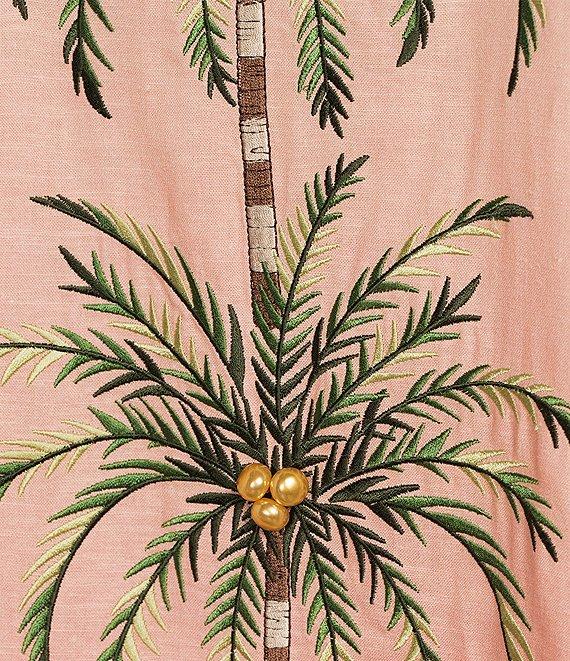 Mestiza New York Elliana Linen Blend Elliana Mandarin Collar Puff Sleeve Embroidered Button Front Midi Dress Product Image