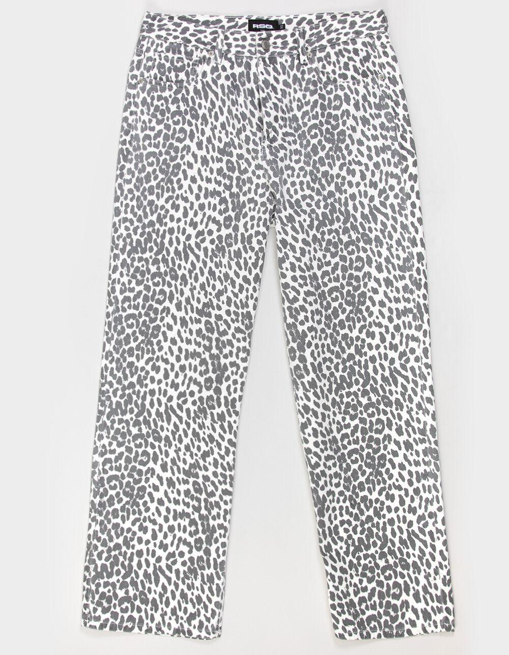 RSQ Mens Baggy Snow Leopard Print 5 Pocket Pants - SNOW LEOPARD Product Image