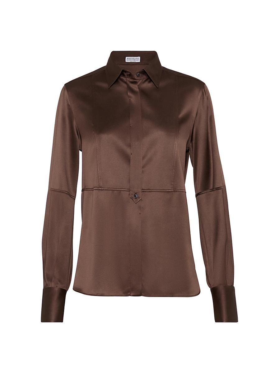 Womens Stretch Silk Satin Shirt Product Image