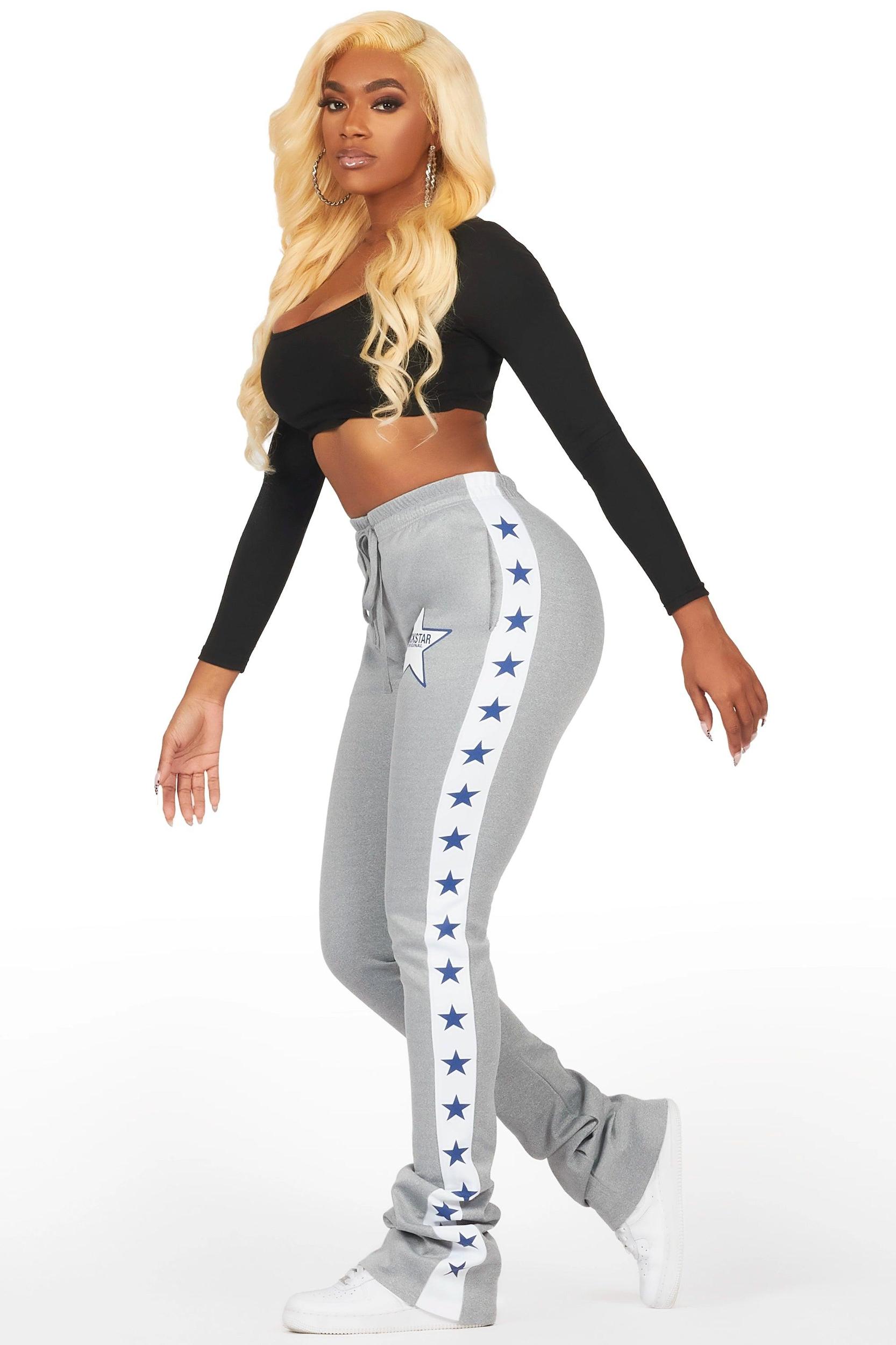 Kevona Heather Grey Super Stacked Track Pant Female Product Image