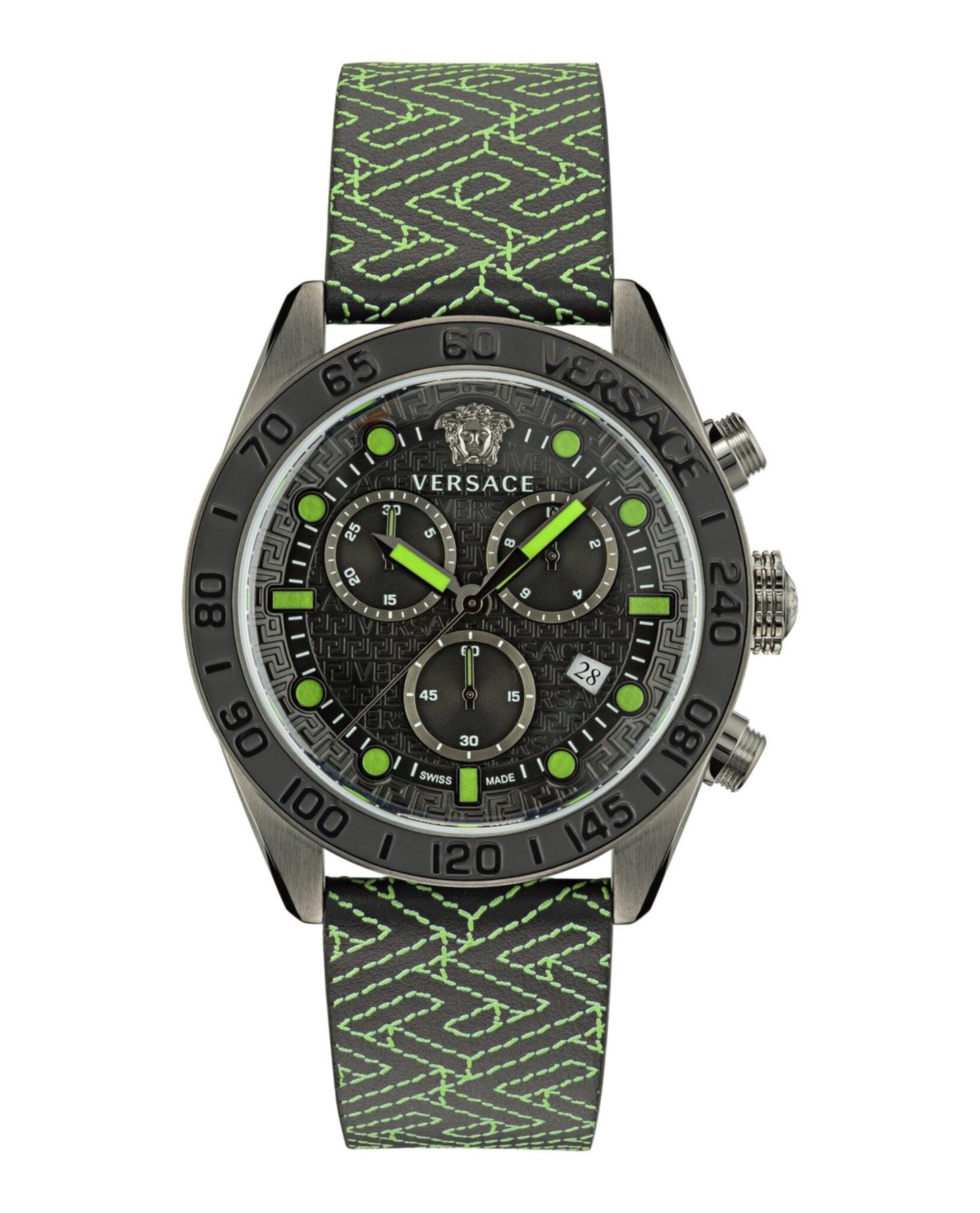 Versace Greca Dome Chrono Leather Watch Product Image