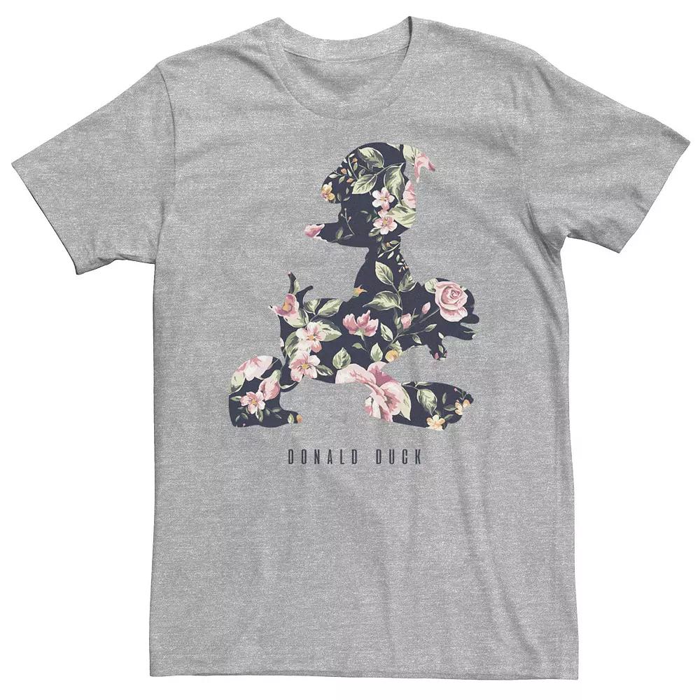 Big & Tall Disney Donald Duck Floral Fill Silhouette Tee, Men's, Size: 4XL Tall, Athletic Grey Product Image
