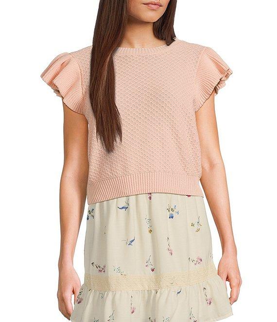 Sadie & Sage Ruffle Cap Sleeve Sweater Top Product Image