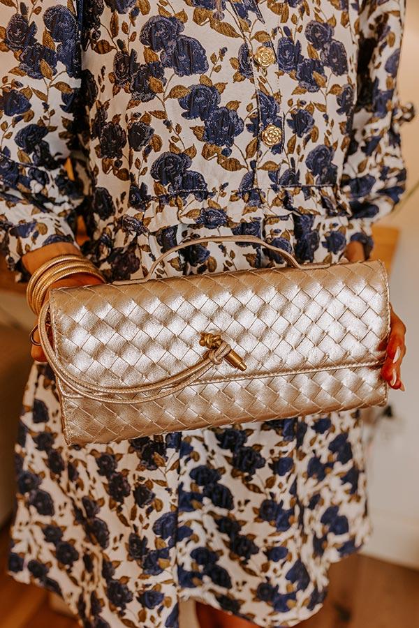 Exclusive Party Woven Metallic Purse in Gold Product Image