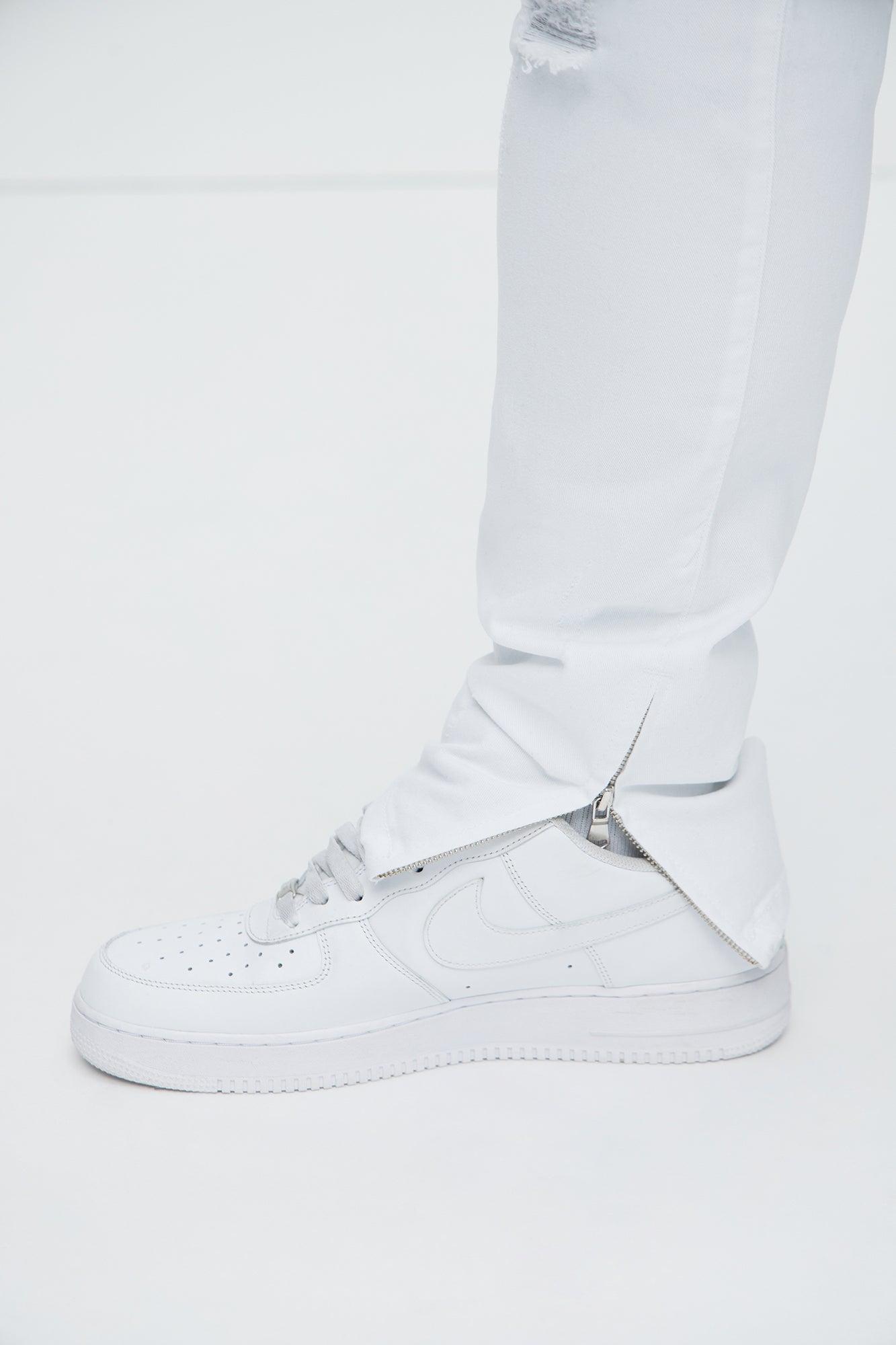 Crater Skinny Destroyed Jeans - White Product Image