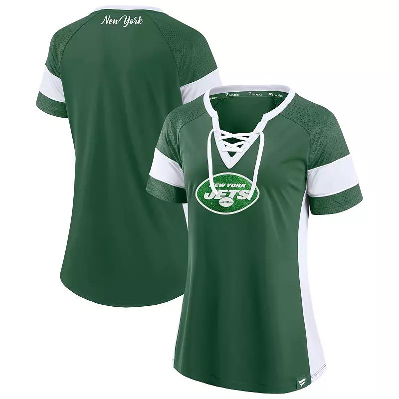 Women's Fanatics  Dark Green New York Jets Athena Lace-Up Top, Size: 3XL Product Image