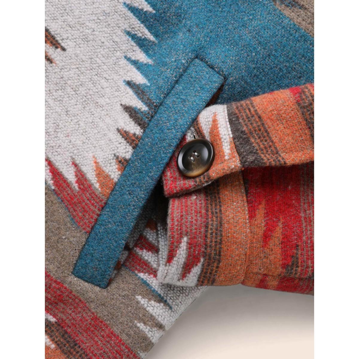 Plus Size Geometric Contrast Flap Detail Jacket Women Multicolor Contrast Loose Slanted pocket Everyday Jackets BloomChic 14-16/1X Product Image