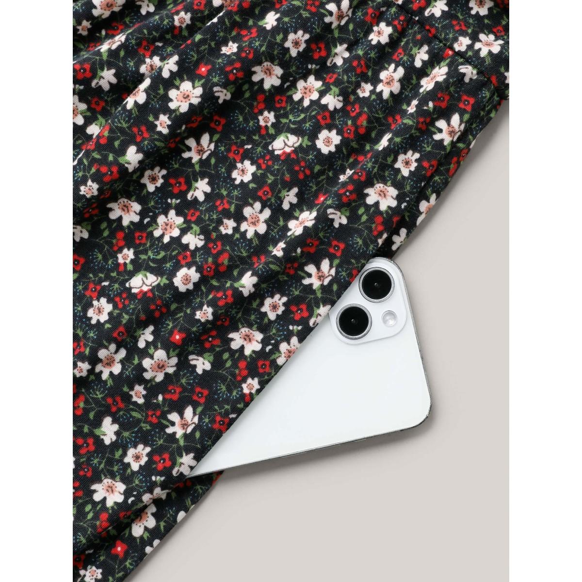 Plus Size BlackFlower Ditsy Floral Print Cami Straight-Leg Jumpsuit Women Casual Sleeveless Non Everyday-Casual Loose Jumpsuits BloomChic 14-16/1X Product Image