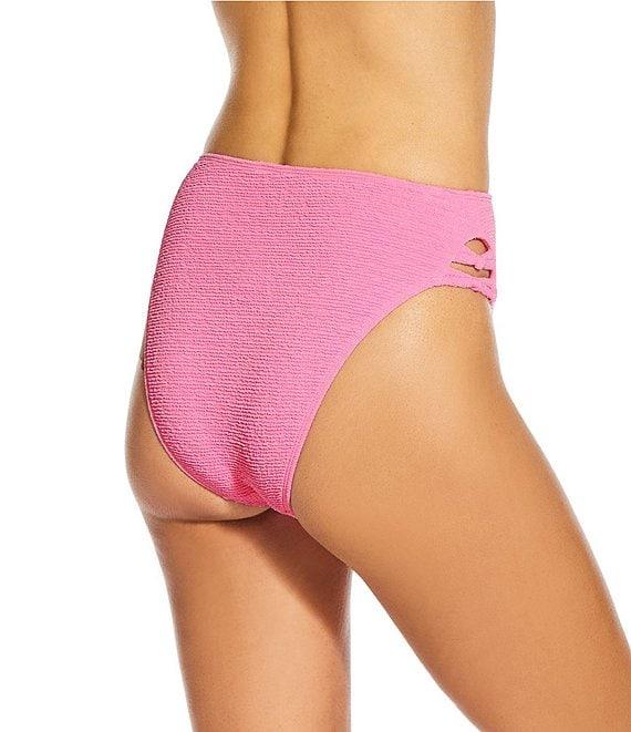 GB Solid Scrunchie Texture Knotted Side High Waisted Swim Bottom Product Image