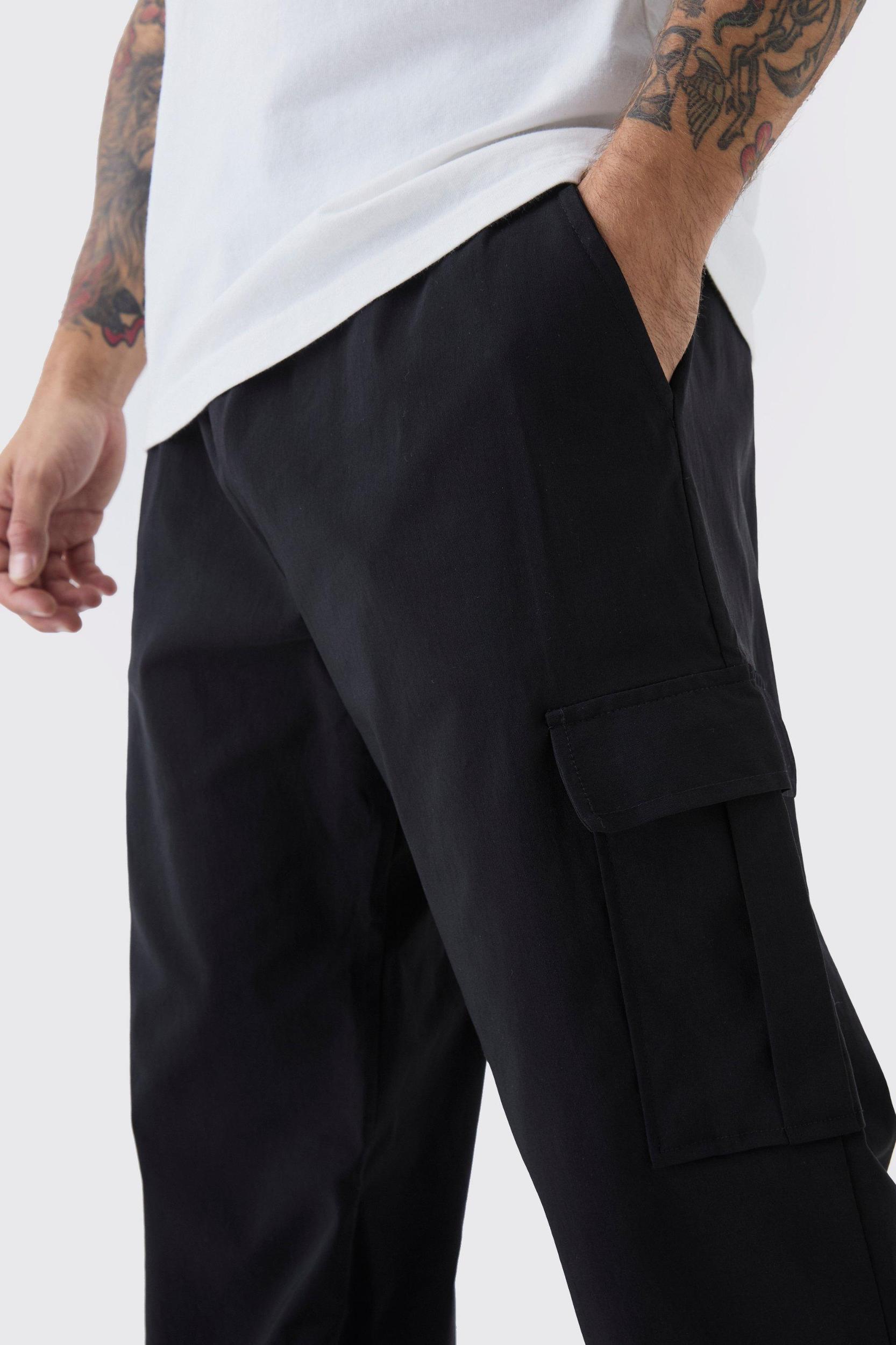 Straight Leg Elasticated Waist Technical Stretch Cargo Pants | boohooMAN USA Product Image