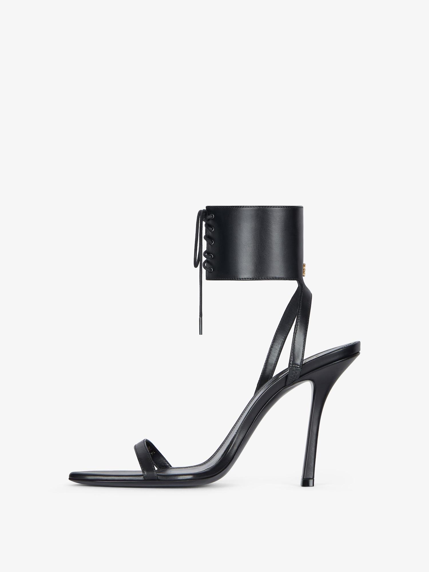 4G Liquid lace-up heeled sandals in leather Product Image