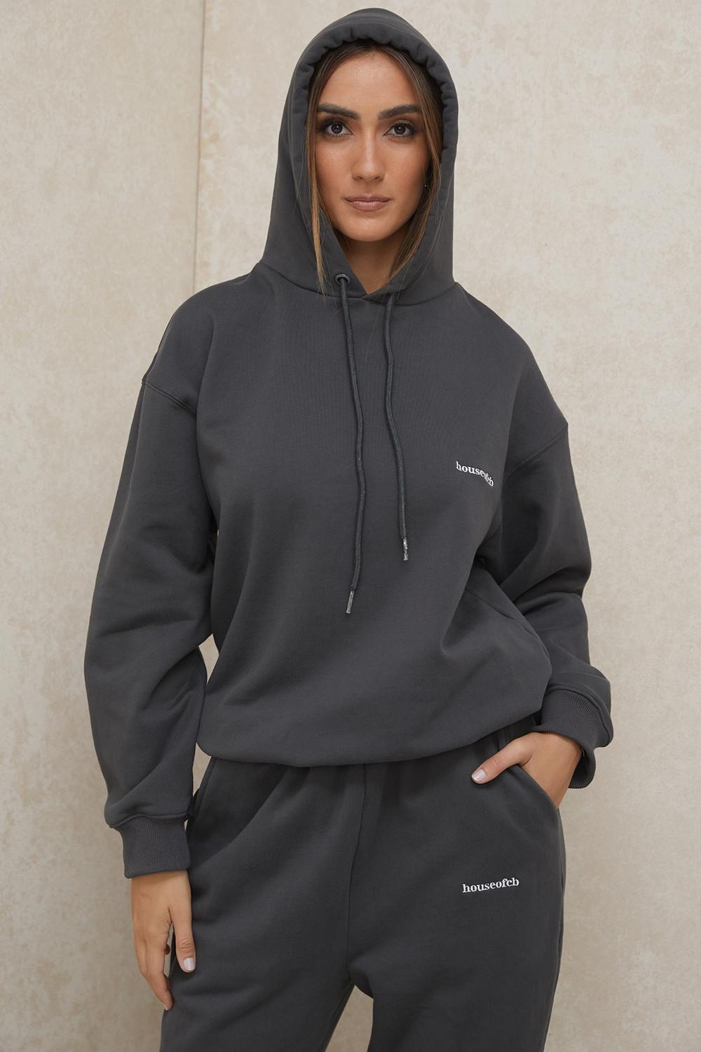 Halo  charcoal cotton fleece-back oversized hoodie Product Image
