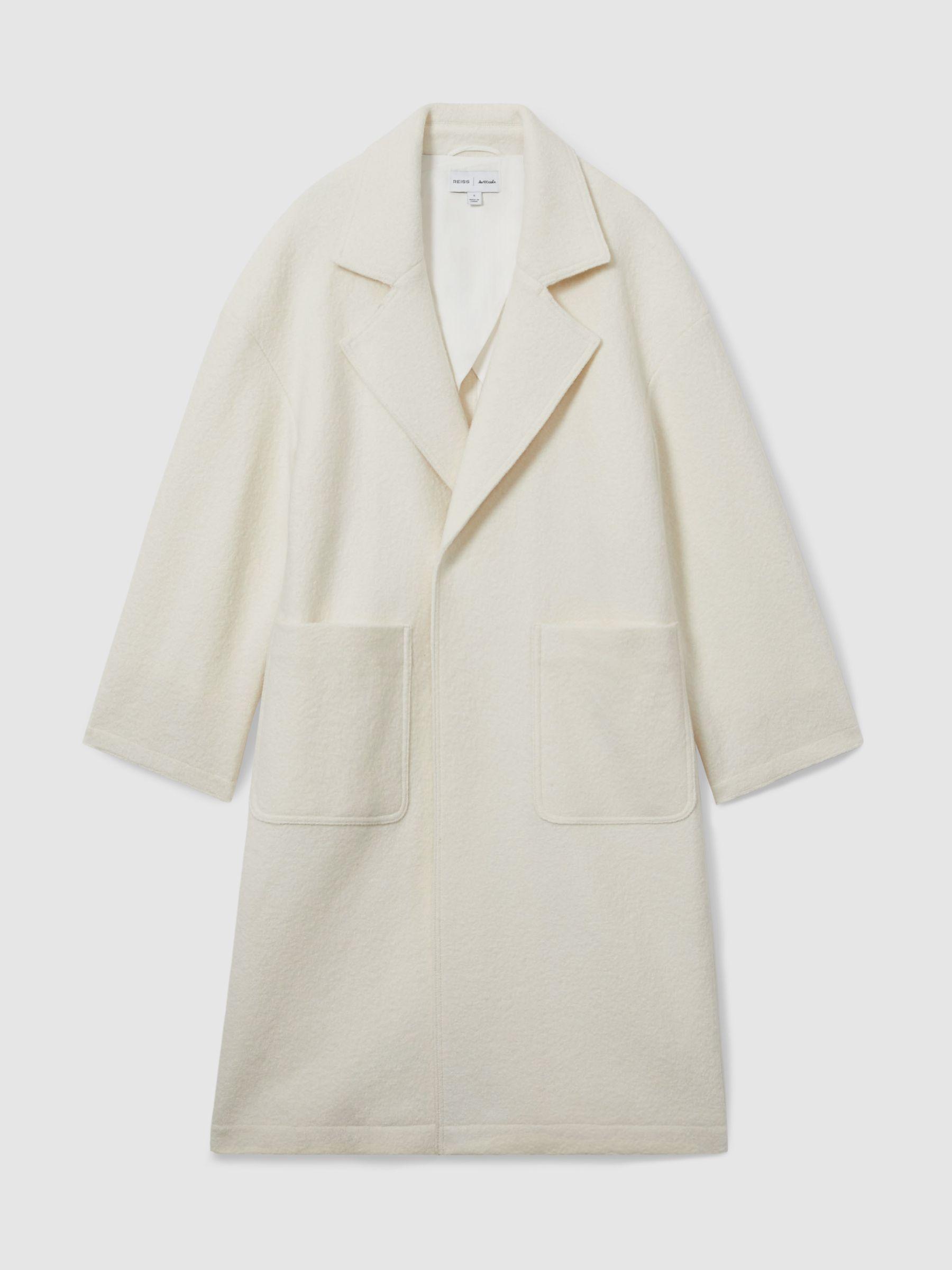 Reiss | Les 100 Ciels Boiled-Wool Bouclé Coat in Cream Product Image