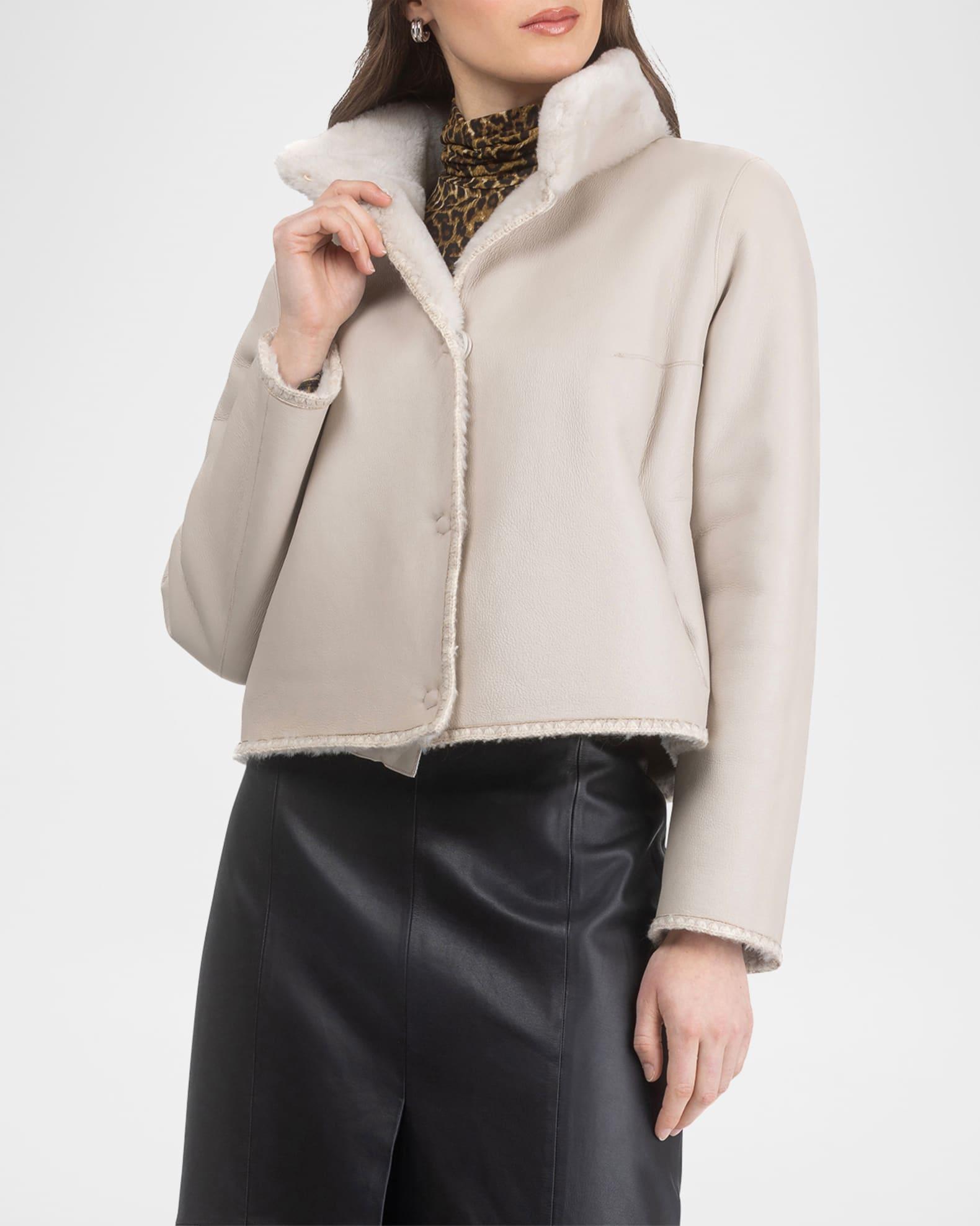 Reversible Merino Shearling Lamb Jacket With Embroidered Edges Product Image