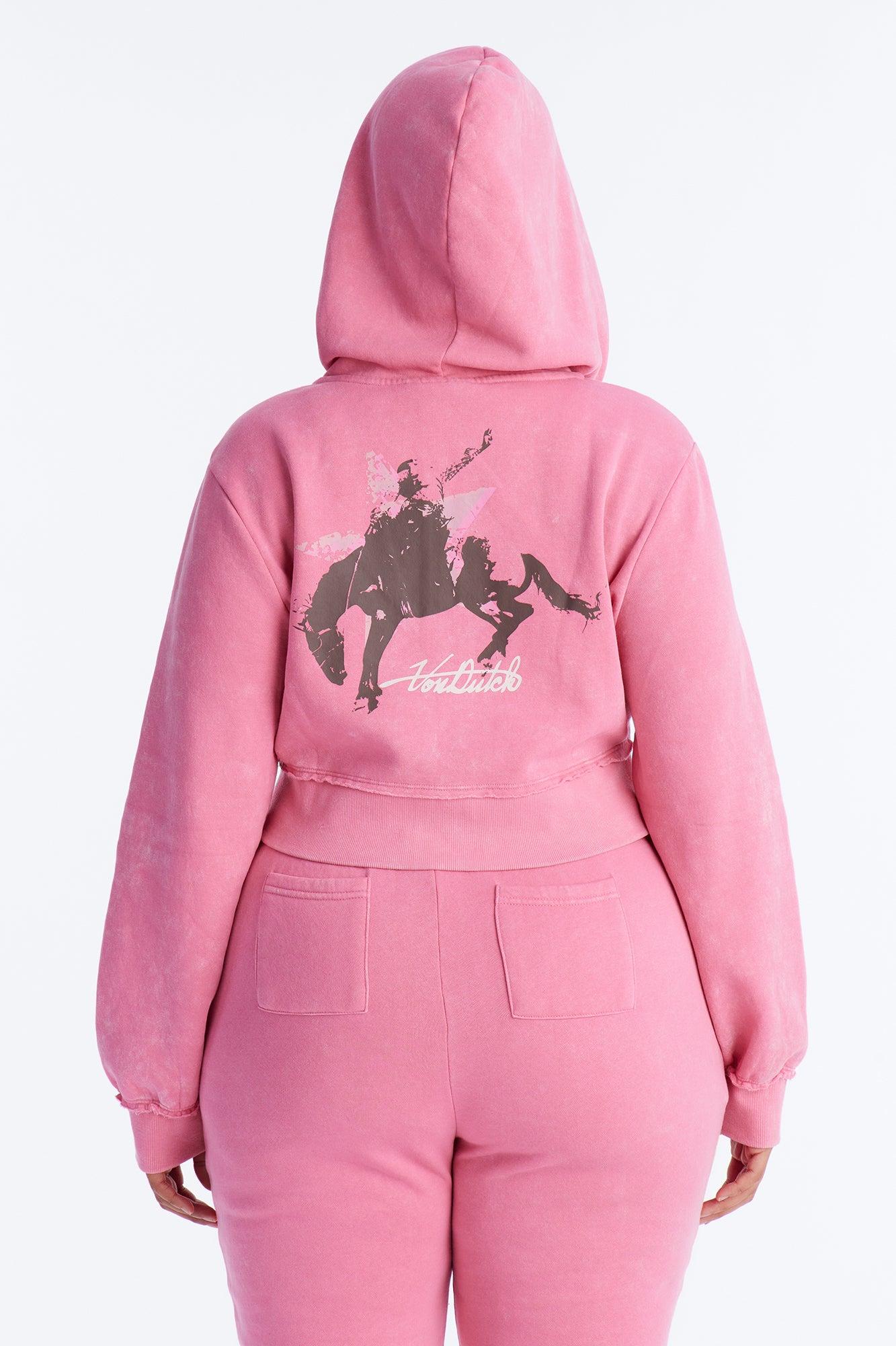 Von Dutch Hall Of Fame Washed Zip Up Sweatshirt - Pink Female Product Image