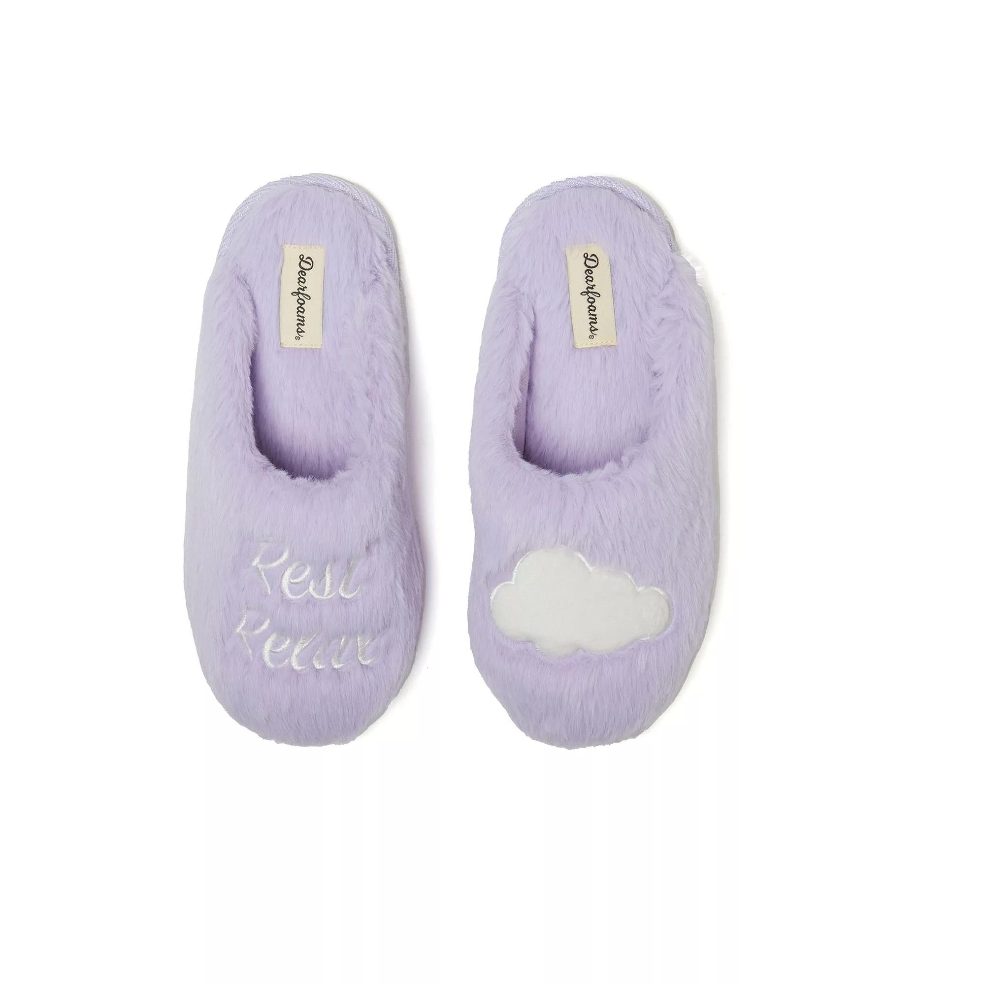 Women's Dearfoams Bailey Faux Fur Scuff Slippers, Size: Large, Hyacinth Product Image