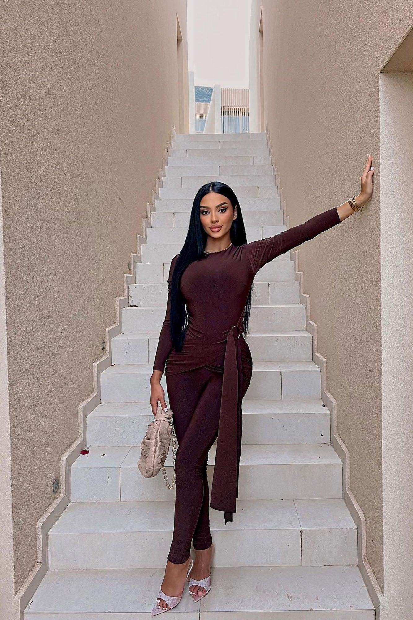 Wrapped Around You Jumpsuit - Chocolate Product Image