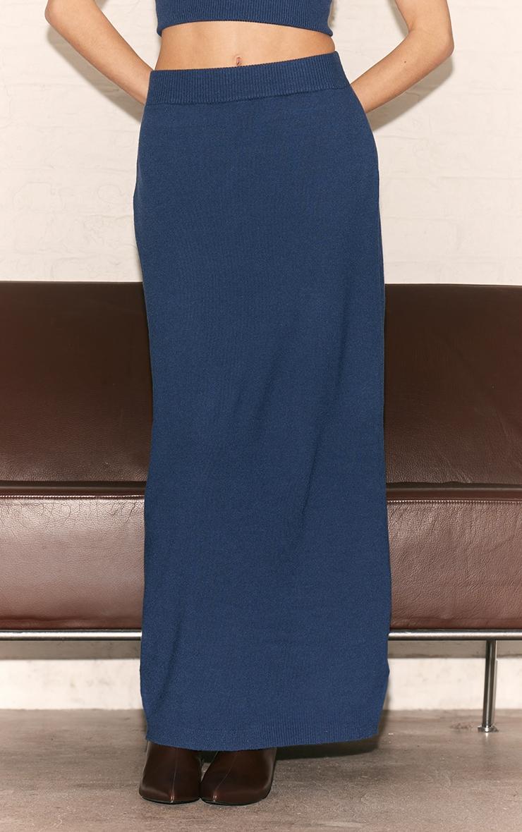 Navy Basic Knit Maxi Skirt Product Image