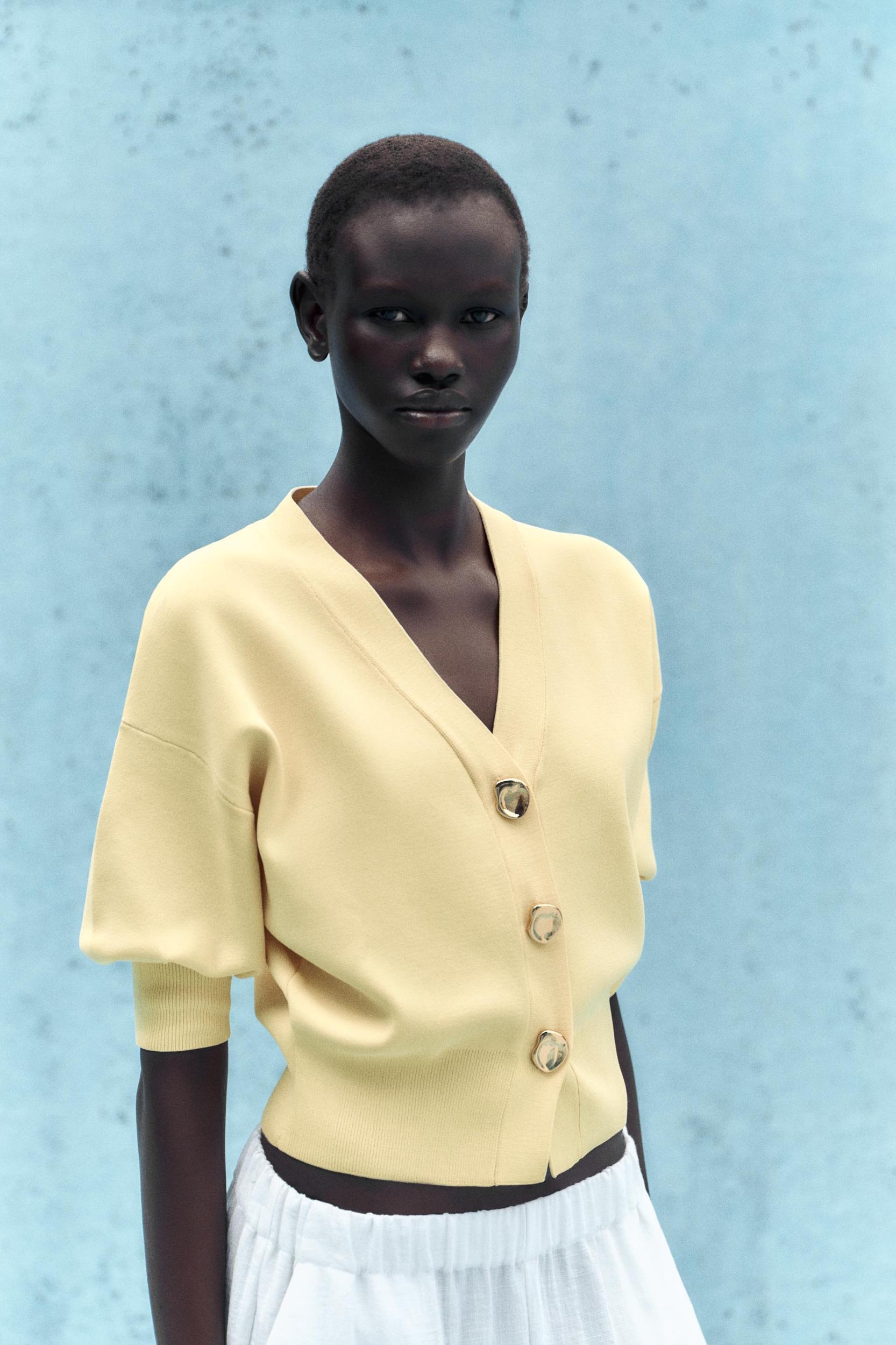 FRENCH SLEEVE KNIT CARDIGAN Product Image