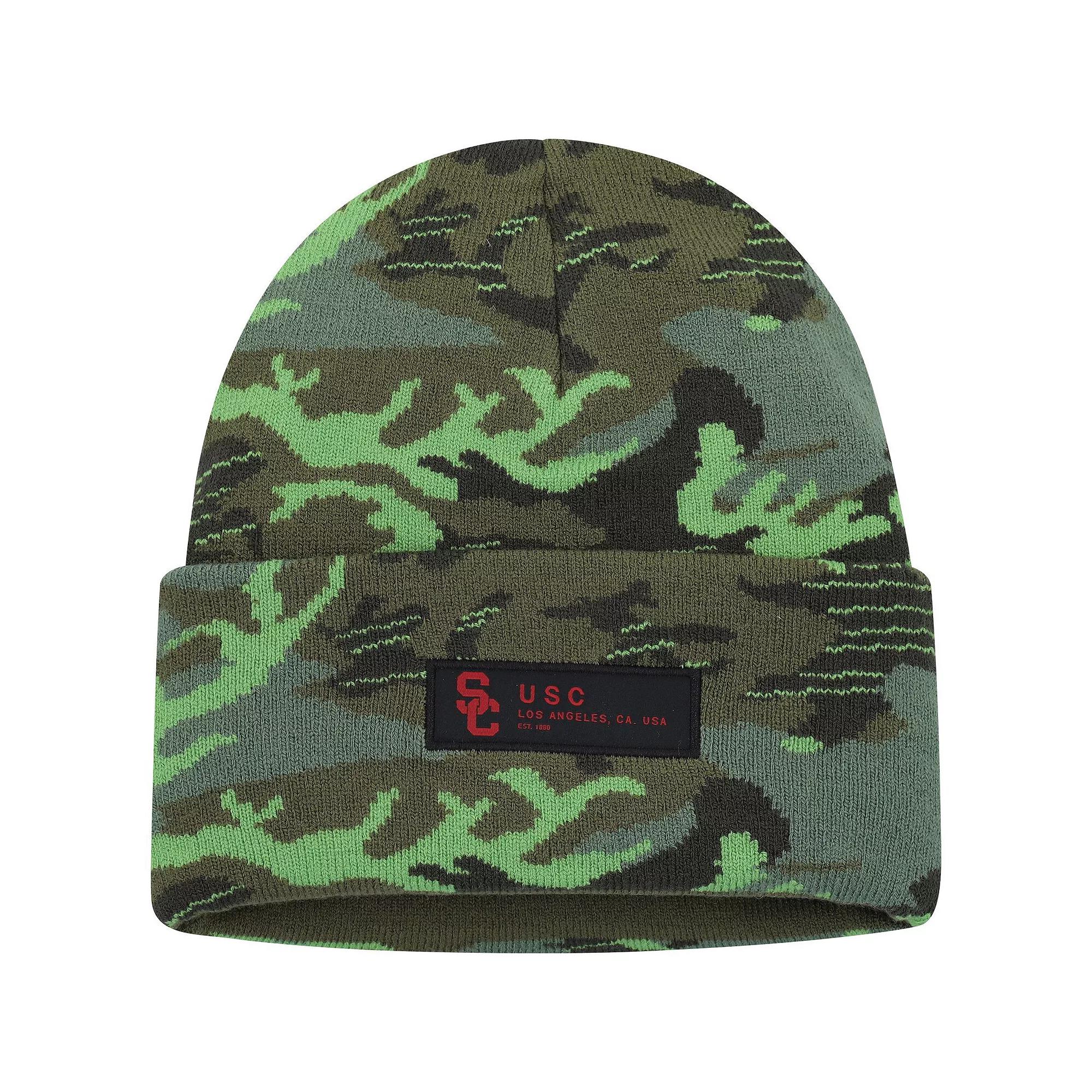 Men's Nike Camo USC Trojans Veterans Day Cuffed Knit Hat, Green Product Image