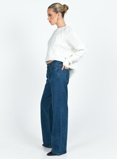 Top Model Low Rise Straight Leg Jeans Dark Denim Product Image