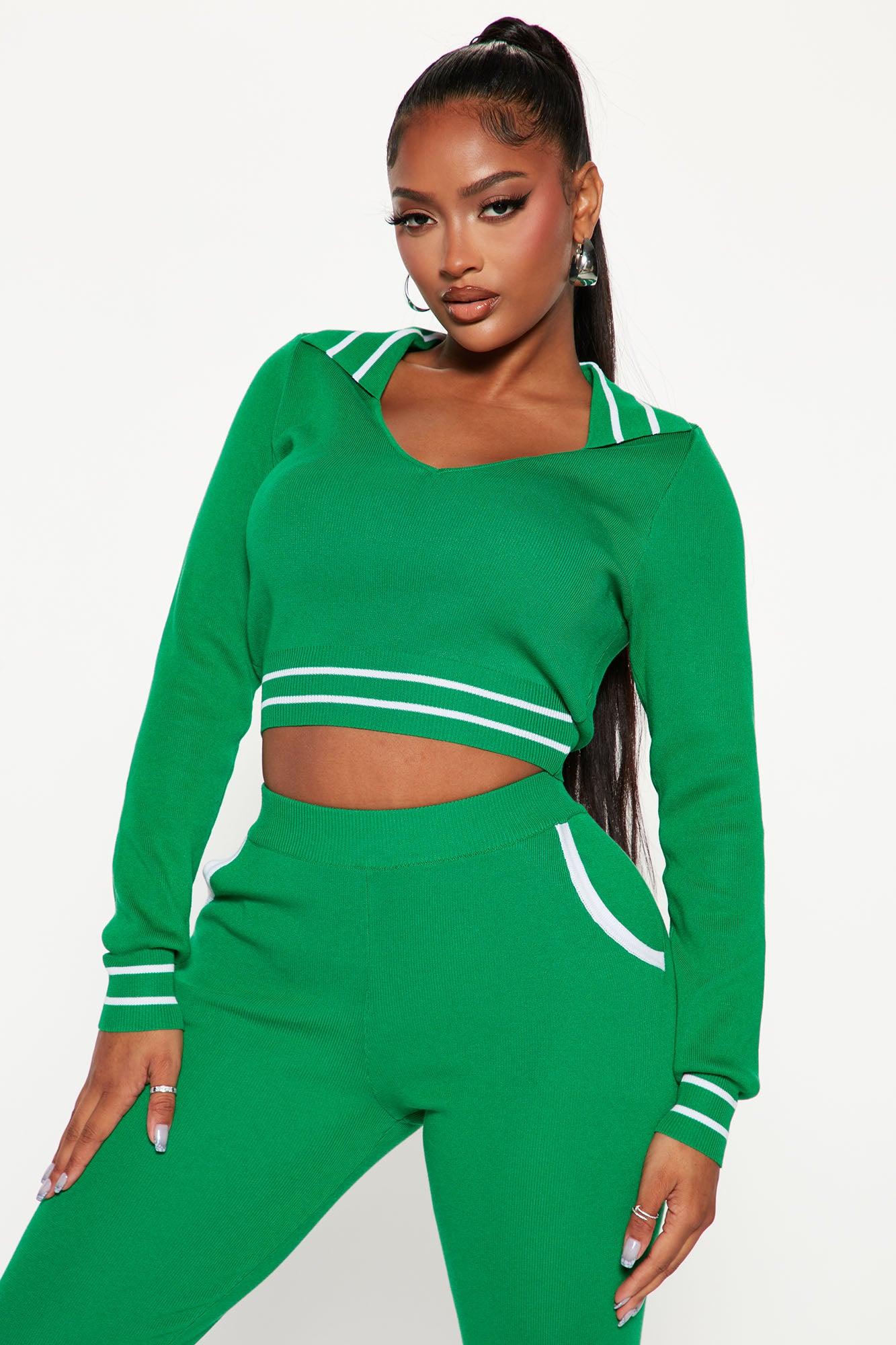 Stay With Me Sweater Pant Set  - Green Female Product Image