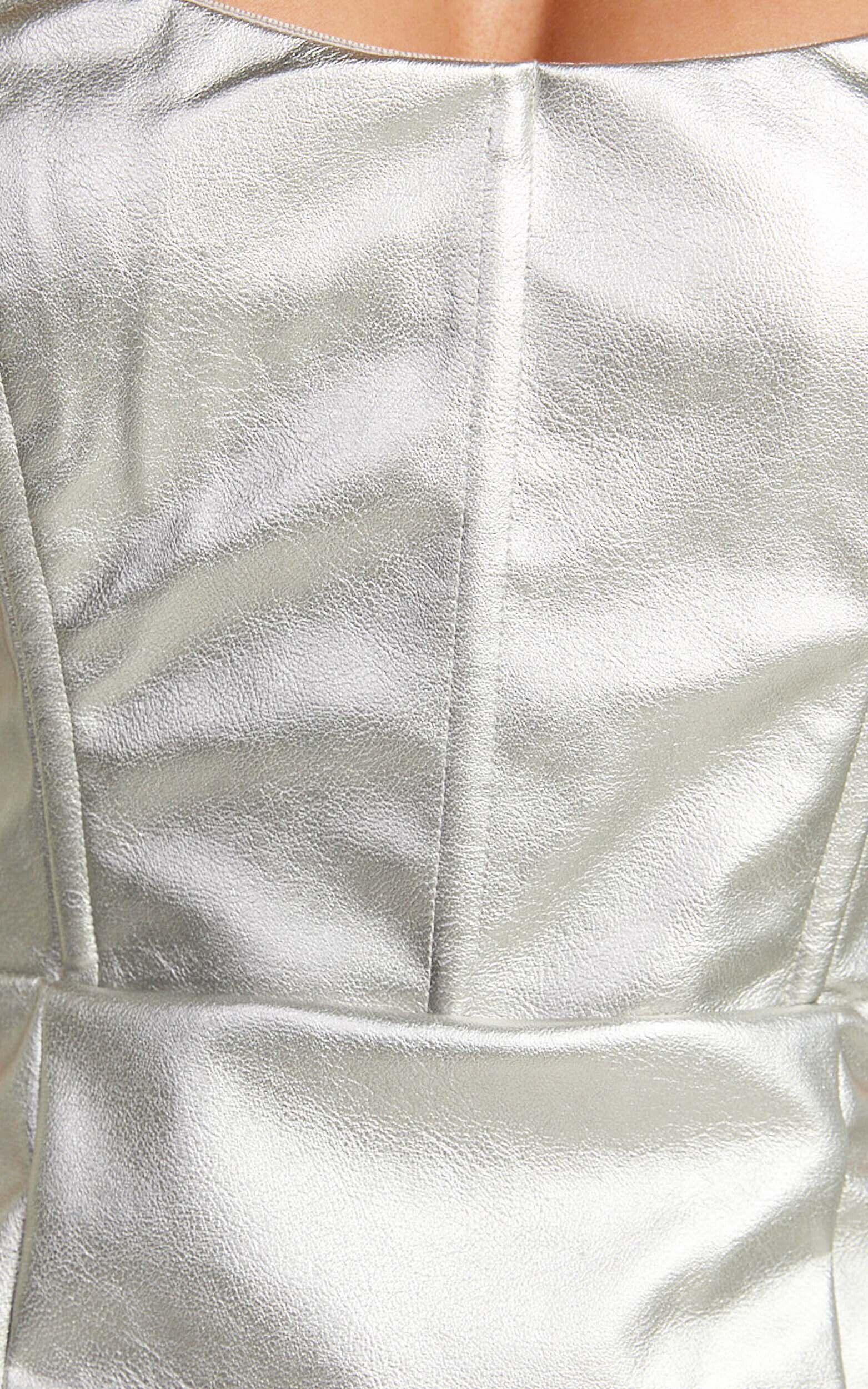 Cooper Mini Dress - Metallic Strapless Dress in Silver Product Image