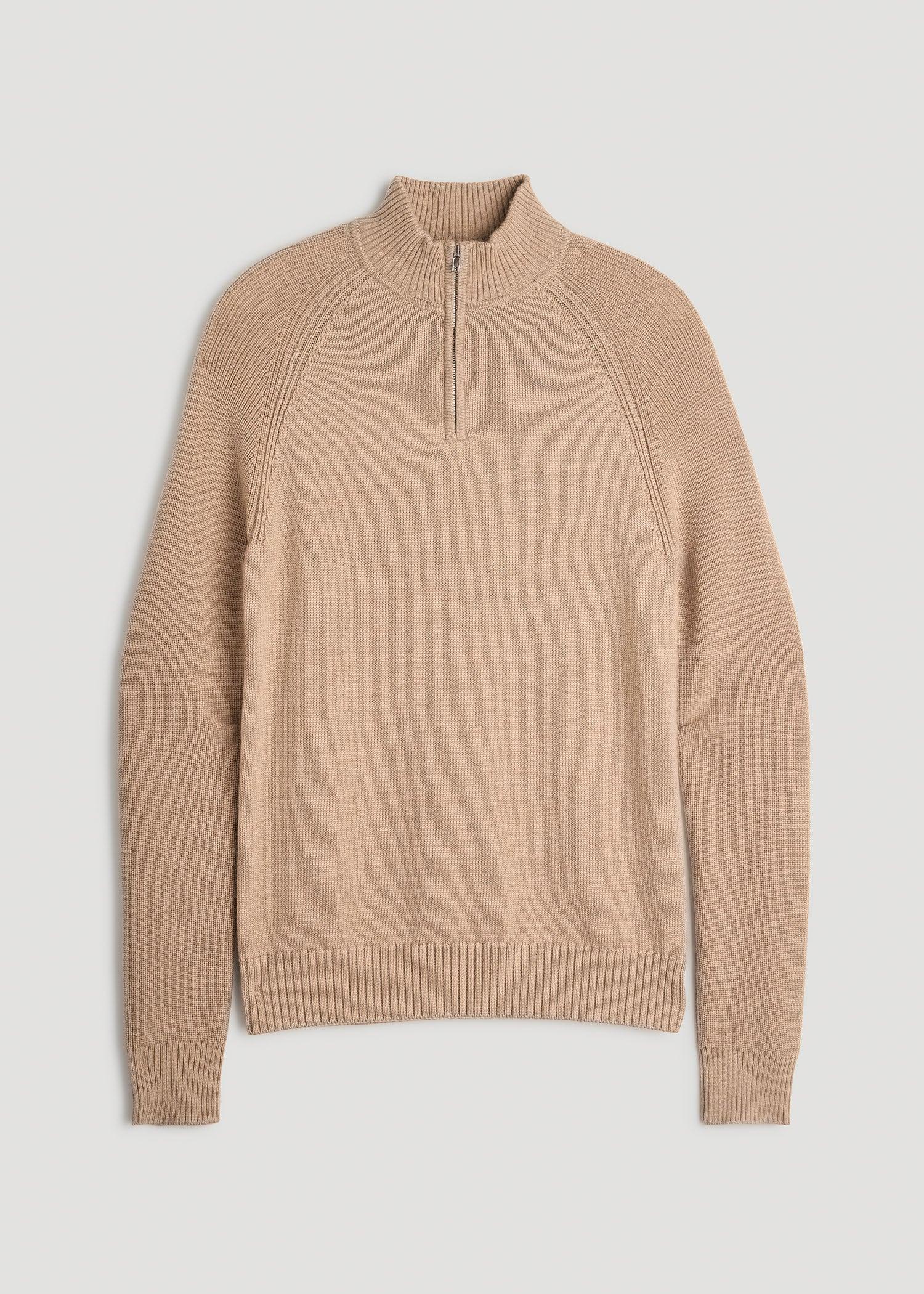 Chunky Merino Quarter-Zip Sweater for Tall Men in Oat Product Image