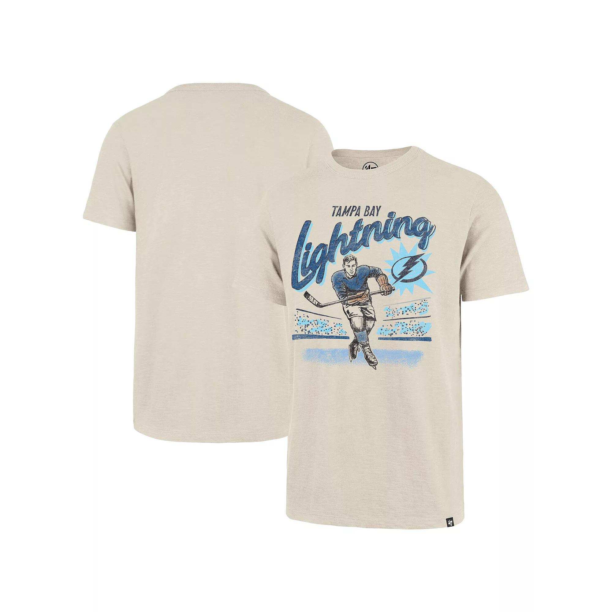 Men's '47  Natural Tampa Bay Lightning Hockey Player Golden Age Scrum T-Shirt, Size: 3XL, Lgh Beige Product Image